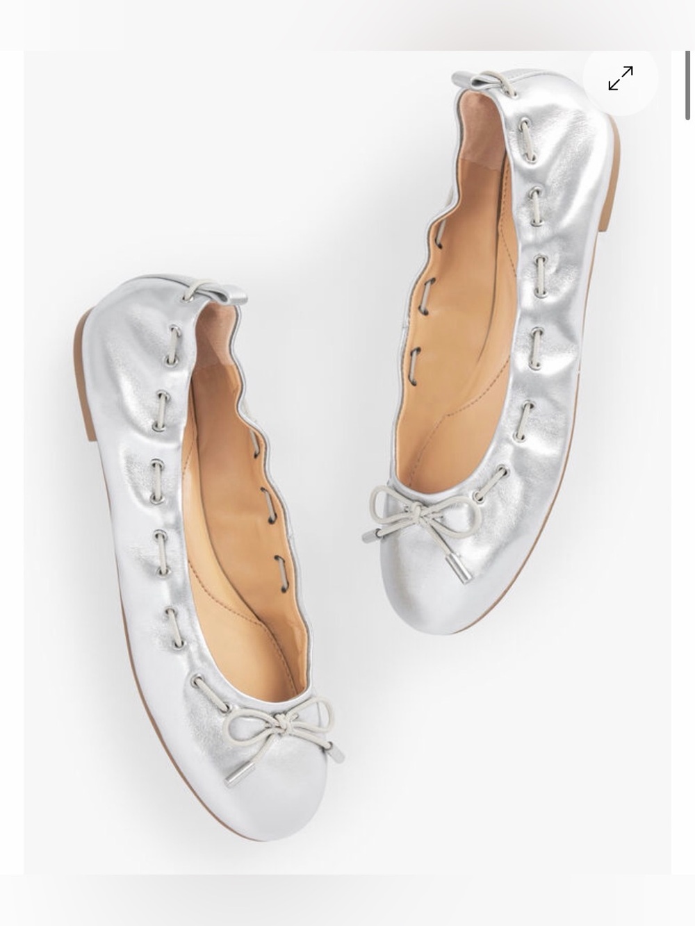 Talbots BLAIR ELASTIC BALLET FLATS - METALLIC LEATHER‎ -Size 7